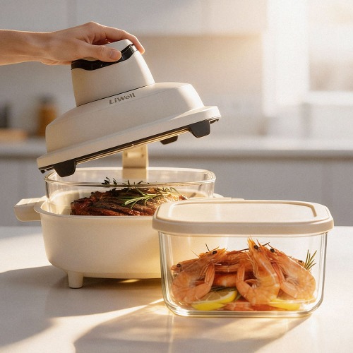 리웰 유리 글라스 에어프라이어 2구 4L  LWS-22D (유리 2개)